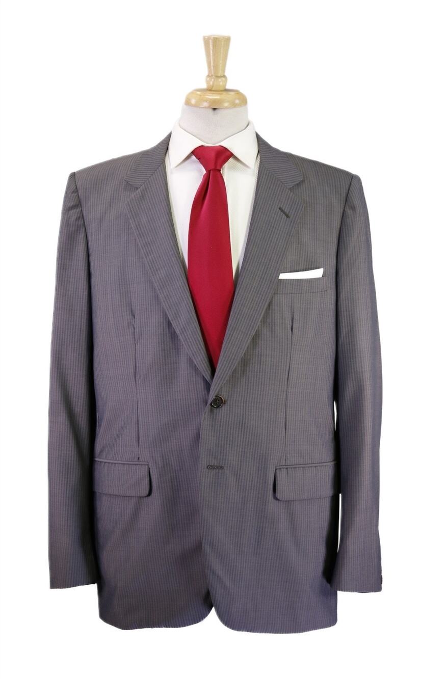 Prada Gray Tonestripe Wool Silk 2-Btn Blazer Jacket 46R